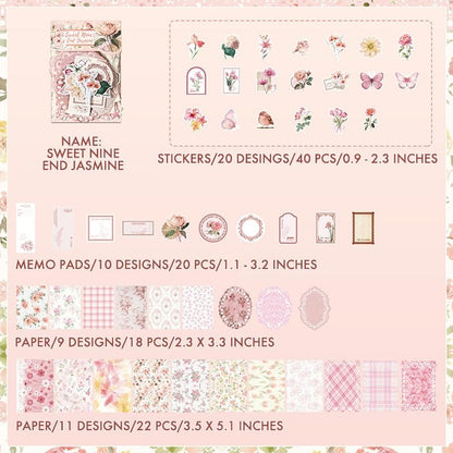 Scrapbook Supplies Kit – 100Pcs Vintage Floral Scrapbook Paper & Junk Journal Stickers, Journaling Supplies for Bullet Journaling, Retro Crafts, Mixed Media, Planner, Collage Card Album (Pink) - Image 7
