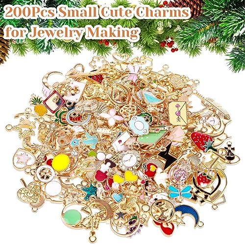 Acejoz 200Pcs Enamel Charms for Jewelry Making, Assorted Wholesale Mixed Bulk Metal Earring Bangle Charms for DIY Necklace Bracelet Jewelry Making and Crafting - Image 2