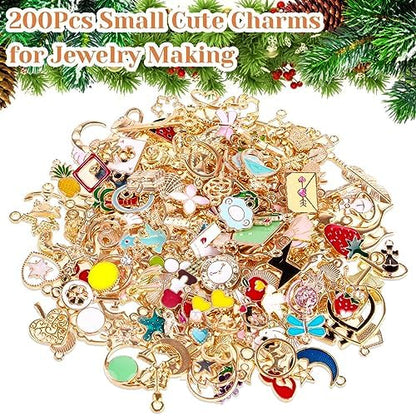 Acejoz 200Pcs Enamel Charms for Jewelry Making, Assorted Wholesale Mixed Bulk Metal Earring Bangle Charms for DIY Necklace Bracelet Jewelry Making and Crafting - Image 2