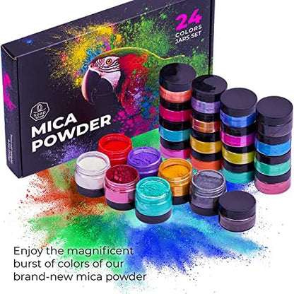 Mica Powder for Resin Coloring - 24 Colors Jars Pigment Powder for Nails - Image 2