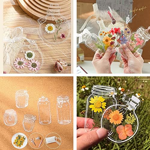 40Pcs Large Size DIY Bookmarks, Kaluofan Transparent Dried Flower Bookmarks, Handmade Dried Flower Bookmarks,Flower Bookmarks Maker, Handmade DIY Transparent Beautiful Flower Page BP30 - Image 5