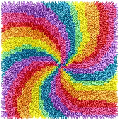 Manzapu Latch Hook Kits for Adults Beginner, 12x12 inch - 30x30 cm Cute Small Shaggy Rug Making Kits with Pre-Cut Yarn, Coded Canvas ＆ Crochet Hook Tool - Relaxing DIY Craft Gift by Manzapu