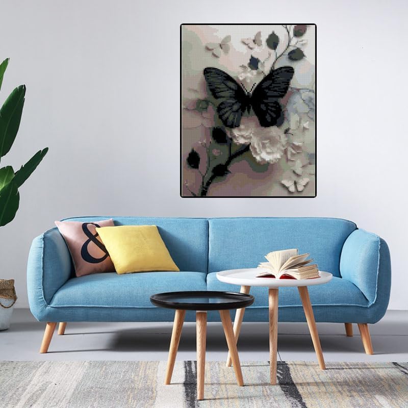 Butterfly Flower Stamped Cross Stitch Kits Flowers Cross Stitch Patterns,Dimensions Cross Stitch Kits Embroidery Kit Arts and Crafts for Beginners 15.7x11.8 inch - Image 3