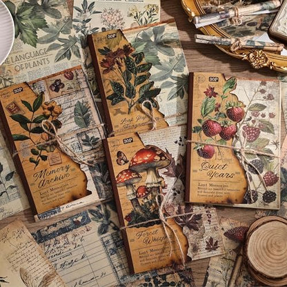 120 Sheets Vintage Botanical Scrapbook Paper Set, Journaling Scrapbooking Supplies Craft Decoupage Papers Kit, 4 Themes x 30 Mushroom Floral Antique Letter Design for Junk Journals Collage Card Making - Image 6