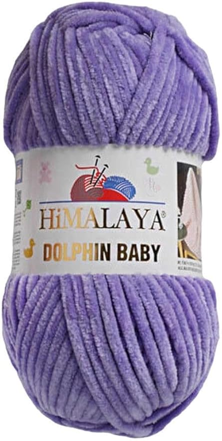 4 Skein/Pack Himalaya Dolphin Baby Chenille Yarn, Each Ball 100 gr (3.5 oz), 120 m (132 Yards), 100% Polyester, Super Bulky Baby Blanket Velvet Amigurumi Yarn, 80364 - Medium Purple