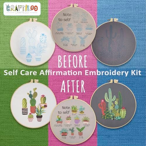 Cactus Embroidery Kits for Adults - Stamped Beginner Hand Embroidery - Image 2