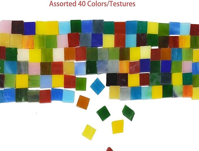 Lanyani 800 Pieces Mosaic Tiles Stained Glass - Assorted Colors for Art Craft and Home Decorations - 500g/1.1lb