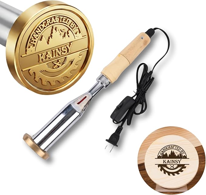 KAINSY Custom Electric Branding Iron for Wood Leather Food, Personalized Metal Burger Stamp for Plastic, Wood Burning Monogram Stamp, Durable Wood Burning Tool with Letter Stamps for BBQ Wedding Gifts