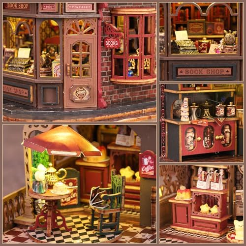 2026 New Dollhouse Kit, DIY Miniature House Kit w/LED for Adults, Bookstore - Image 3
