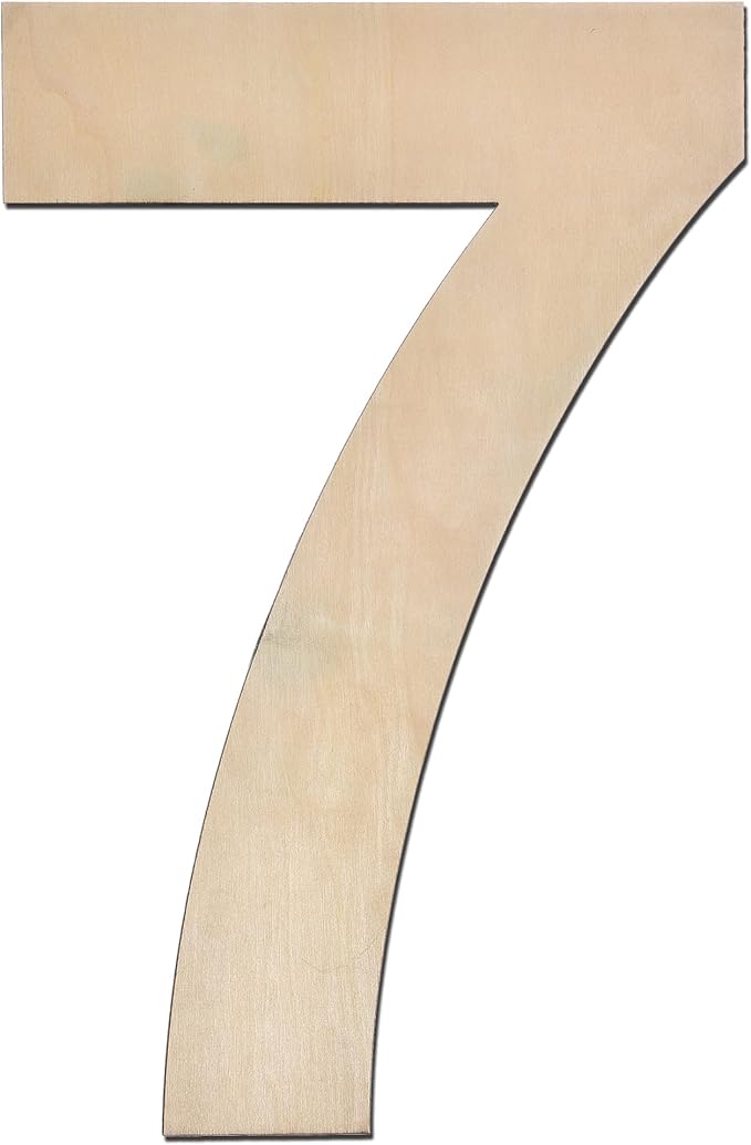 12 Inch Wooden Number 7, 1/4 Inch Thick Large Unfinished Wood Number for Home Wall Decor, DIY Crafts