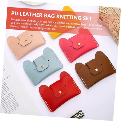 VICASKY 3sets DIY Crochet Handbag Kit Doggy Shaped Purse Bag Making Material Comfortable Pu DIY Supplies
