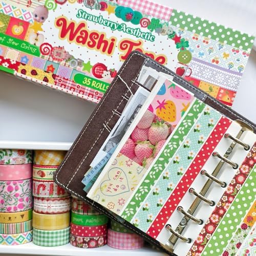 35 Rolls Strawberry Farm Washi Tape Set, Cute Fruits Decorative Scrapbook Tape and Journaling Supplies for DIY Crafts, Bullet Journals, Gift Wrapping - Image 6