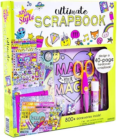 Just My Style Ultimate Scrapbook, Personalize and Decorate A 40-Page DIY Scrapbook, Great for Travel, Road Trips & On-The-Go, Memory Keeper Scrap Book for Kids & Tween Ages 6, 7, 8, 9,Beige - Image 3