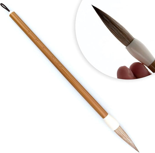 Qi Ming Wen Fang Chinese Calligraphy Brush, Weasel Hair Chinese Brushes, Calligraphy Sumi Brush for font 7-12cm, Seal/Clerical/Regular/Running/Cursive Script, Japanese Kanji. QingYi Large 1PC