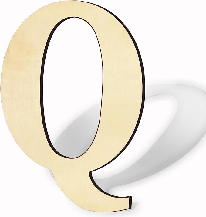 17 Inch Unfinished Wood Letter for Wall Decor, Paintable Thick Wooden Alphabet Letter for DIY Craft Projects, Blank Wood Letter for Birthday, Parties, Wedding, Christmas Home Decoration (Letter Q)