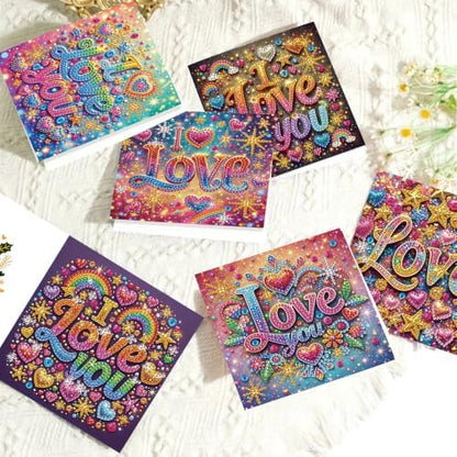 6PCS Love Diamond Art Painting Greeting Cards Kit with Envelopes - 5D DIY Diamond Art Card Kits for Adults - Handcrafted Postcards for Birthday & Holiday - Image 7