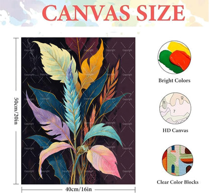 Sceorixa Botanical Paint By Numbers Kit for Adults - DIY Colorful Leaves Painting On Canvas 16X20 in, Acrylic Paint Set, Suitable for Beginners, Living Room Art for Home Decoration Or Gifts, Unframed - Image 2