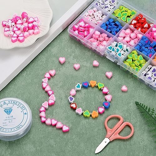100pcs Contrast Color Love Heart Polymer Clay Beads for Women Jewelry Making DIY Bracelet Necklace Hair Clip Accessories (Mixed Heart) - Image 5