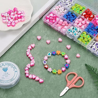 100pcs Contrast Color Love Heart Polymer Clay Beads for Women Jewelry Making DIY Bracelet Necklace Hair Clip Accessories (Mixed Heart) - Image 5
