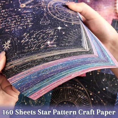 icceemee 160 Sheets of Starry Sky Scrapbook Paper, journaling Scrapbook Supplies Craft Collage Paper Set, Junk Journal Bullet Journal Poster Room Decor for Card Making Decorative Gifts - Image 4