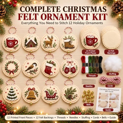 Christmas Embroidery Kit, 12PCS DIY Ornament Set for Beginners - Image 2