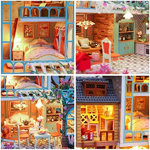 GuDoQi DIY Miniature Dollhouse Kit, Tiny House kit with Music, Miniature House Kit 1:24 Scale, Great Handmade Crafts Gift for Birthday Christmas Day, Jungle Resort - Image 4
