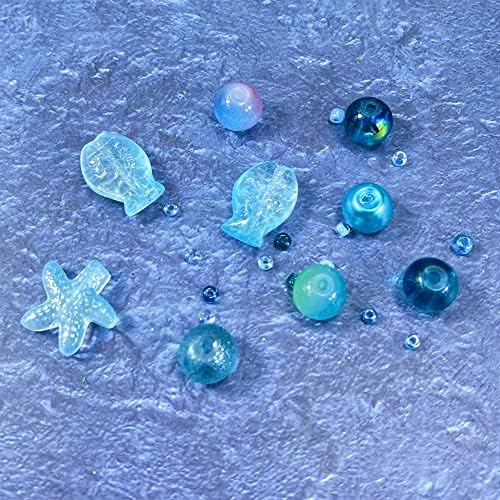 Assorted Glass Resin Beads Multi Size Colors Smooth Cracked Gravel Millet Spacer Beads for Bracelets Necklace Earring DIY Jewelry Making Craft(Starry Sky Blue Series) - Image 3