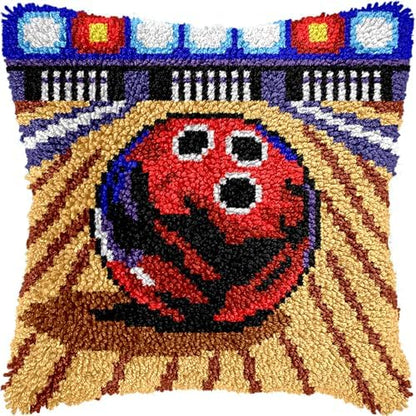 veirousa Latch Hook Kits for Adults, DIY Bowling Ball Pillow & Rug Craft Kit for Beginners, Sport-Themed Handmade Yarn Art, Relaxing Home Sofa Decor Gift 17x17 Inch by VEIROUSA