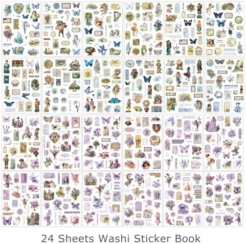 Pre-Cut Vintage Stickers for Journaling, 550+ Washi Sticker Book for Scrapbooking Ephemera for Junk Journal Supplies, Aesthetic Butterfly Flower Label Scrapbook Stickers for Adults DIY Arts Crafts - Image 2