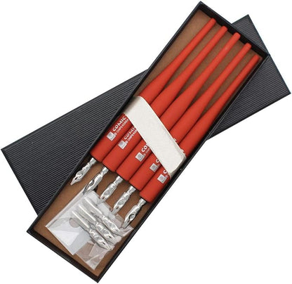SIPLIV Plastic Professional Manga Gothic Pen Dip Pen Set with 5 Nibs Manga Calligraphy Drawing Pen Kit - 5 Pcs, Red
