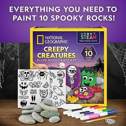 National Geographic Creepy Creatures Rock Painting Halloween Craft Kit - Image 5
