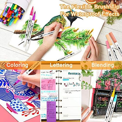 Caliart 72 Colors Double Tip Brush Pen Art Markers for Adult Coloring Books - Image 6