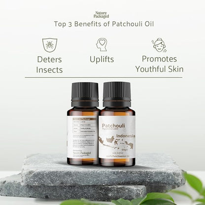 Nature Packaged Dark Patchouli Essential Oil - Direct from Java Indonesia Natural Repellent Aceite de Pachulí - Aromatherapy and Premium Therapeutic Grade - Ideal for Body & Candle-Making (8oz)