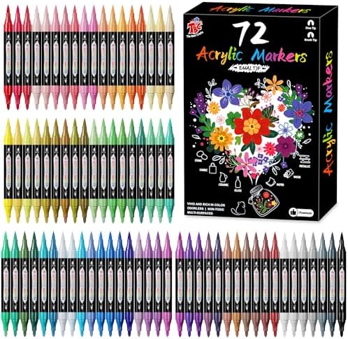TBC The Best Crafts Acrylic Paint Markers, 72 Colors Dual Tip Pen by TBCTheBestCrafts
