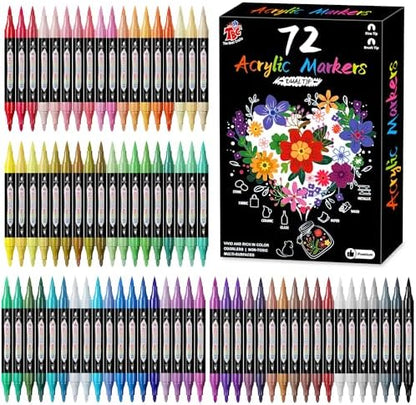 TBC The Best Crafts Acrylic Paint Markers, 72 Colors Dual Tip Pen by TBCTheBestCrafts