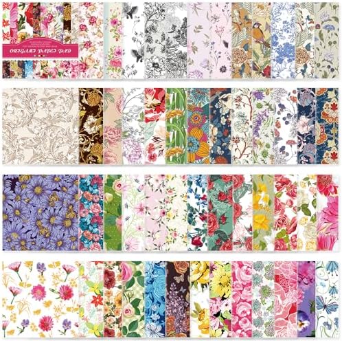 Origami Paper 50 Sheets, 6-Inch Square Double Sided Colored Craft Paper by Bestartsuppliesforyou