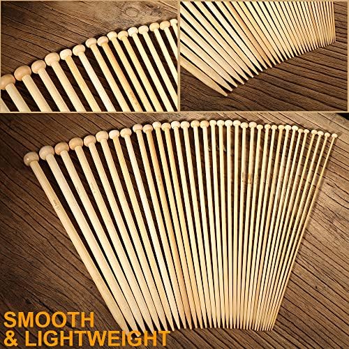 36PCS Bamboo Knitting Needles Set, BetyBedy Single Pointed Knitting Needles, 9 Inches Length Knitting Crochet Supplies for Beginners Handmade (18 Sizes from 2.0mm-10.0mm) - Image 2