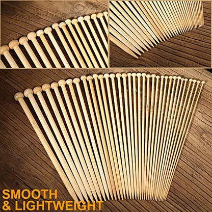 36PCS Bamboo Knitting Needles Set, BetyBedy Single Pointed Knitting Needles, 9 Inches Length Knitting Crochet Supplies for Beginners Handmade (18 Sizes from 2.0mm-10.0mm) - Image 2
