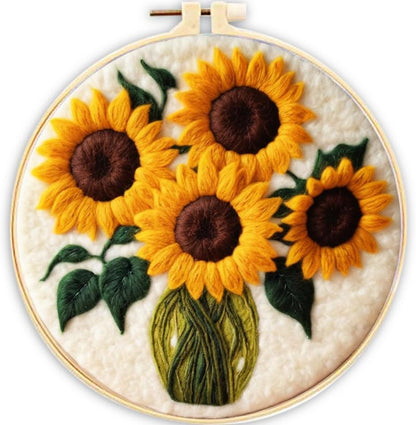 YEESAM ART Needle Felting Picture Kits The Beauty of Sunflowers for Beginners Adults, DIY Wool Felt Painting Starter Kit with Frame and Tools for Home Decor by YEESAM+ART