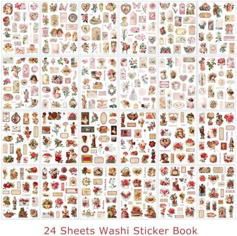 Rose Stickers for Scrapbooking Supplies, 550+ Vintage Stickers for Junk Journal Pre-Cut Ephemera Sticker Book for Adults Aesthetic Flower Lable Washi Sticker for Journaling DIY Arts Crafts - Image 2