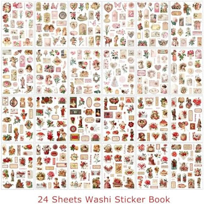 Rose Stickers for Scrapbooking Supplies, 550+ Vintage Stickers for Junk Journal Pre-Cut Ephemera Sticker Book for Adults Aesthetic Flower Lable Washi Sticker for Journaling DIY Arts Crafts - Image 2