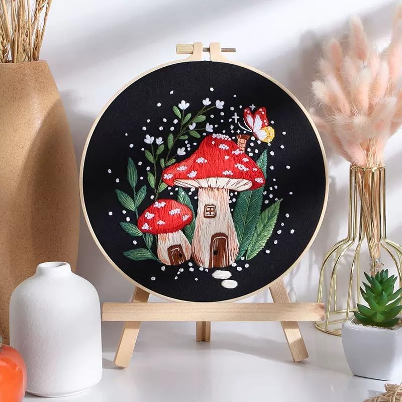 Haootadiy Beginner Embroidery Kit for Adults, Easy Cross Stitch Kit for Beginners and Adults, Full Embroidery Hoop Kit with Needles and Thread Included (Pattern 8) - Image 2