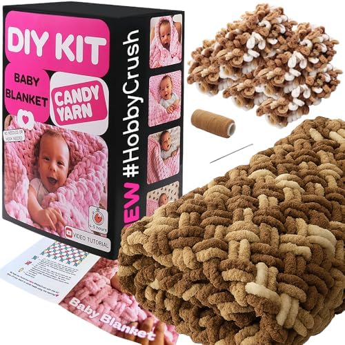 Beginner Craft Kit – Easy Loop Yarn Baby Blanket Kit for Adults & Kids, DIY Arm Knitting Kit with Soft Chenille Yarn, Perfect Handmade Gift (Multicolor) by Candy-Yarn