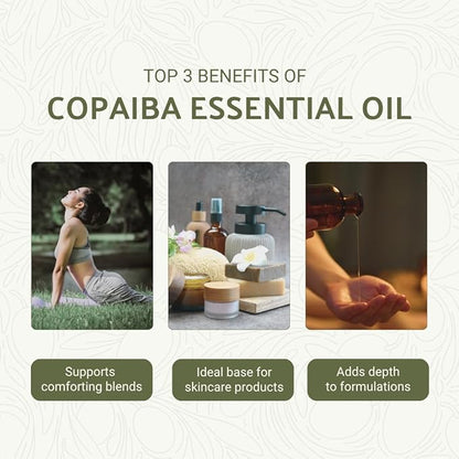 Nature Packaged Copaiba Essential Oil - Direct from Amazon Jungle Essential Oils Brazil - Steam Distilled - Aceite de Copaiba for Aromatherapy, Massage, Diffuser, DIY Candle and Soap Making - 15ml