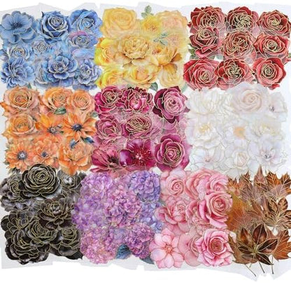 emmoolife Pressed Flower Stickers Set (100 PCS) Large Dried Flowers Themed Resin Sticker Decals Floral Botanical Journaling Stickers for Scrapbook Supplies Bullet Junk Journal Bottles Planner Laptops by emmoolife