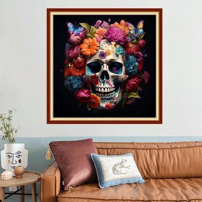 Joyhoor Stamped Cross Stitch Kits for Beginners, Needlepoint Kits for Adults, 11CT Counted Embroidery Kits-Skeleton Flower 18x18 inchs - Image 2