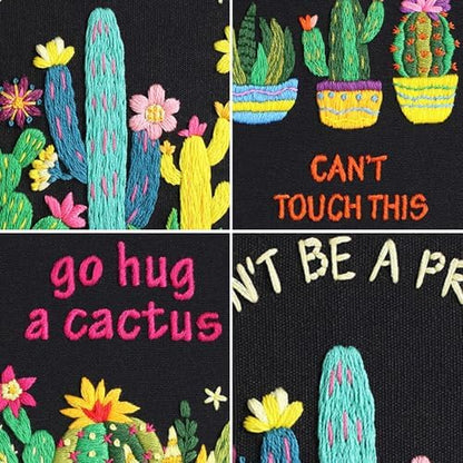Louise Maelys 3 Pack Funny Cactus Embroidery Kit for Beginners DIY Craft - Image 4