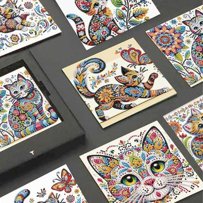 JISHSHAY 6 PCS Cat Diamond Painting Greeting Cards Cat Diamond Art Birthday Cards with Envelopes Gem Art Gem Painting Mosaic Kits for Adults for Thanksgiving Birthday Anniversary Valentine Festival - Image 4