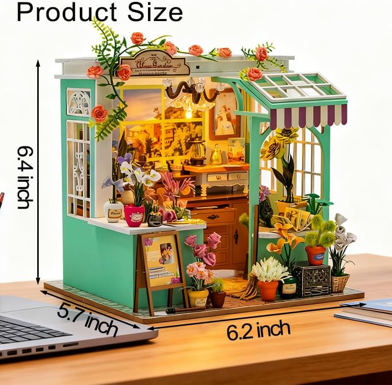 Miniature Dollhouse Kit, DIY Mini House Making Kit w/LED, Alice Garden - Image 2