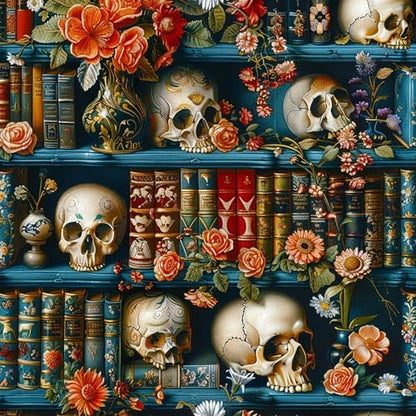 GEEHEIY Paint by Numbers Kit for Adults, Skull Bookself, 16x16 Inch by GEEHEIY